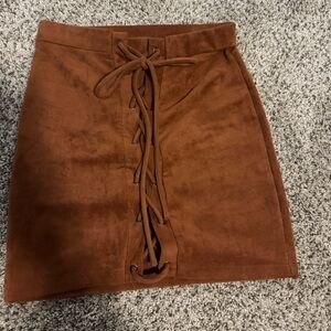 Windsor Rust Lace-Up Mini Skirt